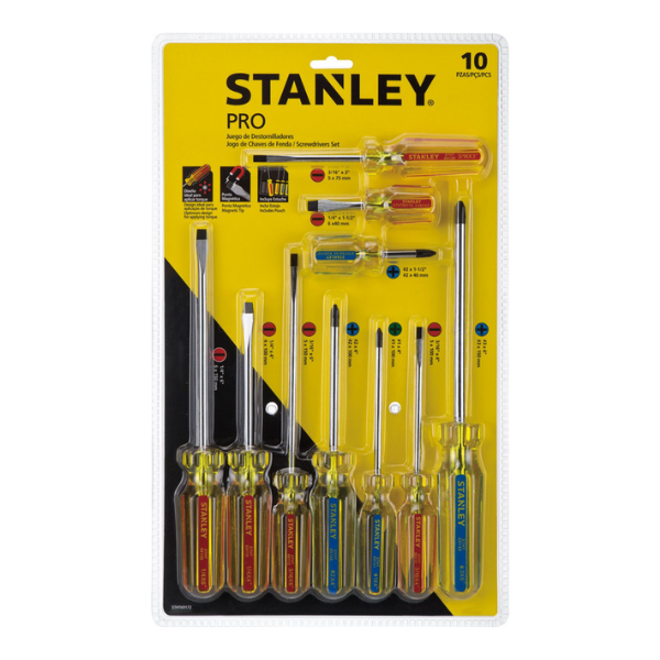 JUEGO DE 10 DESTORNILLADORES PRO STANLEY 69172 STHT69172