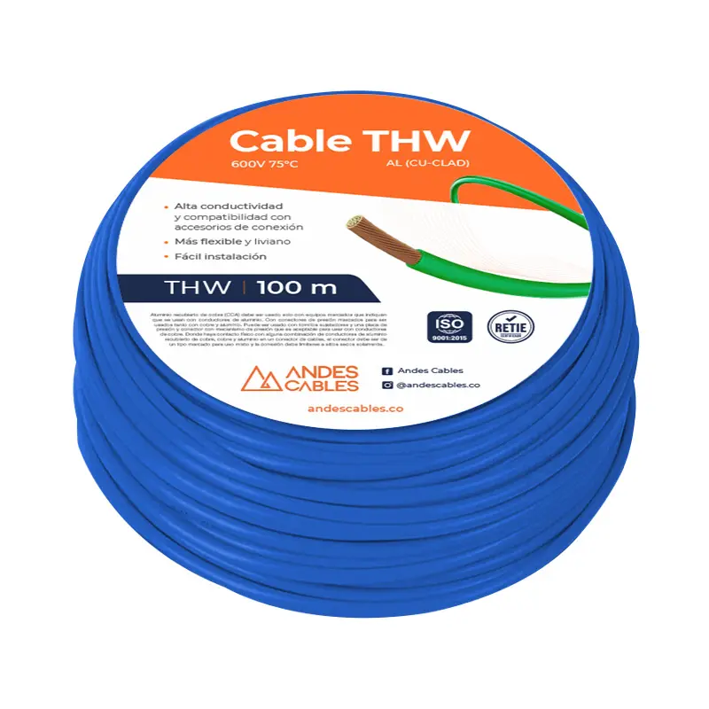 CABLE FLEXIBLE THW 10 ROLLO X 100M MARCA ANDES CABLES