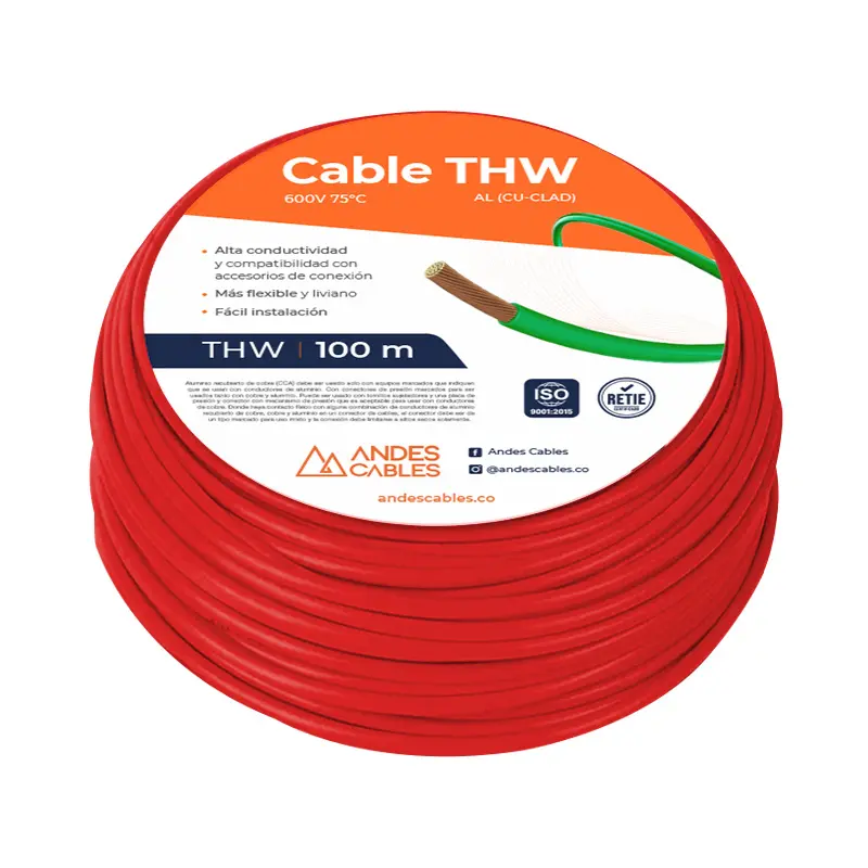 CABLE FLEXIBLE THW 8 ROLLO X 100M MARCA ANDES CABLES
